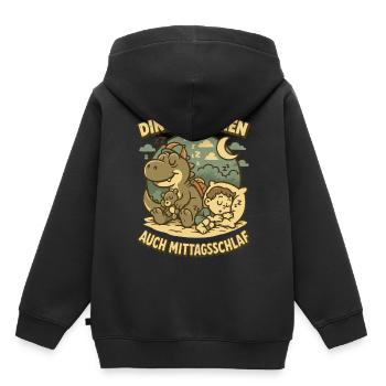 Les dinosaures font aussi la sieste Jardin d’enfants T-Rex - Sweat Premium à capuche enfant bio - noir - Dos - AI Model Kid Male (0cm)