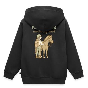 Des aventures à poney m’attendent Monter à cheval - Sweat Premium à capuche enfant bio - noir - Dos - AI Model Kid Male (0cm)