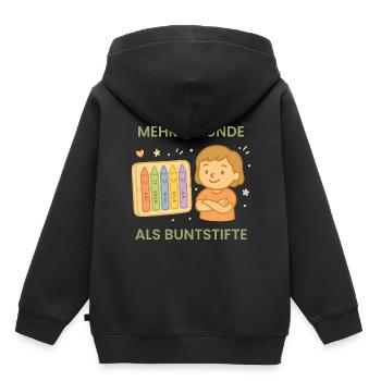 Ich Hab Mehr Freunde Als Buntstifte im - Kinder Premium Organic Hoodie - Schwarz - Hinten - AI Model Kid Male (0cm)