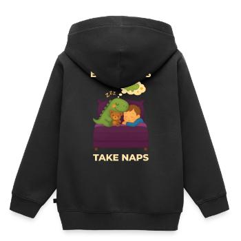 Even Dinos Take Naps Dinosaurierliebhaber - Kinder Premium Organic Hoodie - Schwarz - Hinten - AI Model Kid Male (0cm)