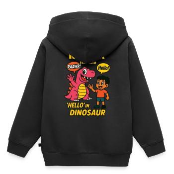 Raawr Means Hello Dinosaur Kindergarten Fun - Kids Premium Organic Hoodie - black - Back - AI Model Kid Male (0cm)