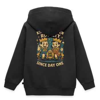 Dicton du premier jour de la royauté de la maternelle - Sweat Premium à capuche enfant bio - noir - Dos - AI Model Kid Male (0cm)