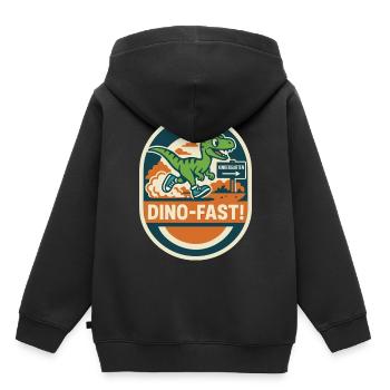 Kindergarten Dino-Fast T-Rex Spaß - Kinder Premium Organic Hoodie - Schwarz - Hinten - AI Model Kid Male (0cm)