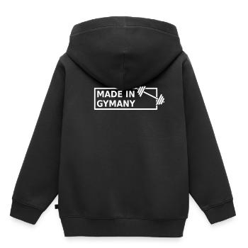 Fabriqué en Gymany Gym Fitness Fitness - Sweat Premium à capuche enfant bio - noir - Dos - AI Model Kid Male (0cm)