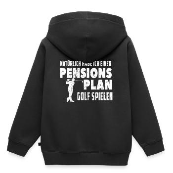 Pension Golf - Kinder Premium Organic Hoodie - Schwarz - Hinten - AI Model Kid Male (0cm)