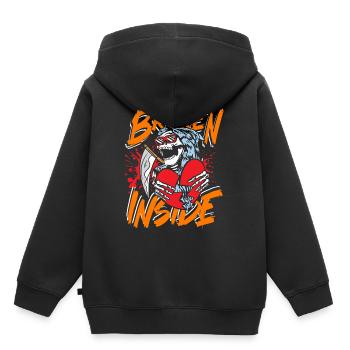 Broken inside - Kinder Premium Organic Hoodie - Schwarz - Hinten - AI Model Kid Male (0cm)