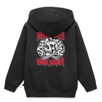 Niemand kümmert sich darum, härter zu arbeiten | Basteln und reparieren Sie das Leck - Kinder Premium Organic Hoodie - Schwarz - Hinten - AI Model Kid Male (0cm)