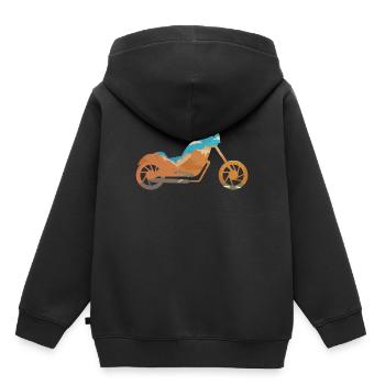 Motorrad Krad Töff Classic Bike Feuerstuhl Präsent - Kinder Premium Organic Hoodie - Schwarz - Hinten - AI Model Kid Male (0cm)