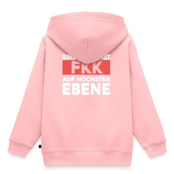 Un chauve est nudiste au plus haut niveau | disant - Sweat Premium à capuche enfant bio - rose - Dos - AI Model Kid Female (0cm)