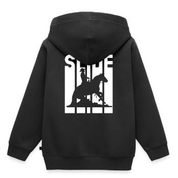 Sliding Stop Westernreiten Reining Geschenk - Kinder Premium Organic Hoodie - Schwarz - Hinten - AI Model Kid Male (0cm)