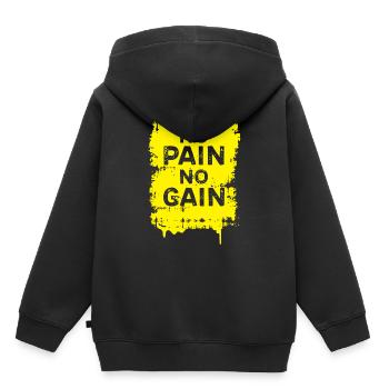 No Pain No Gain Entraînement Fitness Motivation Gym - Sweat Premium à capuche enfant bio - noir - Dos - AI Model Kid Male (0cm)