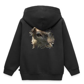 Le daim est observé par un chasseur - Sweat Premium à capuche enfant bio - noir - Dos - AI Model Kid Male (0cm)