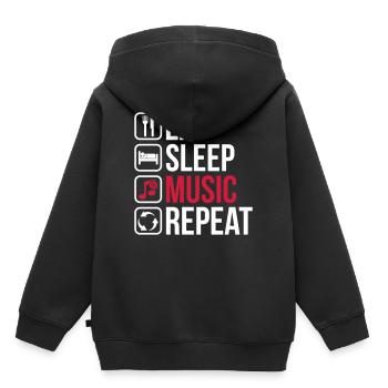Eat Sleep Music Repeat - Kinder Premium Organic Hoodie - Schwarz - Hinten - AI Model Kid Male (0cm)