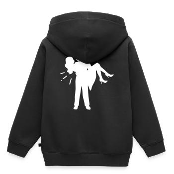 Couples mariés amour couple mariage couples - Sweat Premium à capuche enfant bio - noir - Dos - AI Model Kid Male (0cm)