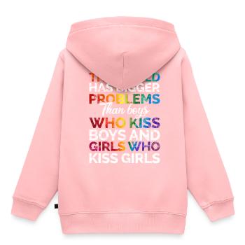 Gay Pride - Sweat Premium à capuche enfant bio - rose - Dos - AI Model Kid Female (0cm)