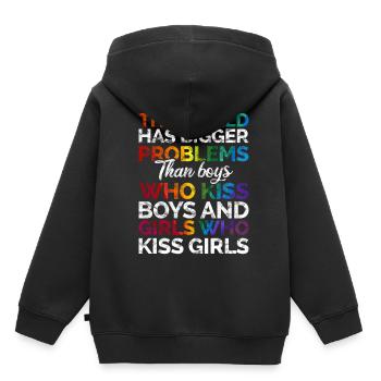 Gay Pride - Sweat Premium à capuche enfant bio - noir - Dos - AI Model Kid Male (0cm)