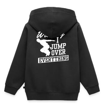Warnung Ich springe über alles Parkour Runner Geschenk - Kinder Premium Organic Hoodie - Schwarz - Hinten - AI Model Kid Male (0cm)