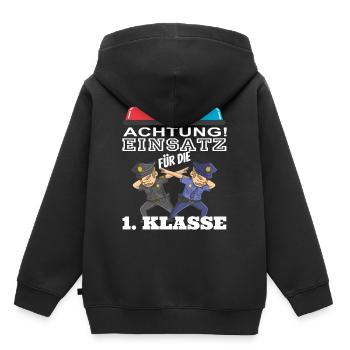 Schulkind Einschulung 1. Schultag Polizei - Kinder Premium Organic Hoodie - Schwarz - Hinten - AI Model Kid Male (0cm)