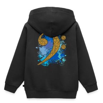 Grande clé à basse sur éclaboussures de couleur - Sweat Premium à capuche enfant bio - noir - Dos - AI Model Kid Male (0cm)