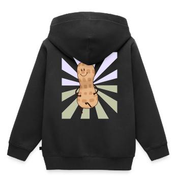 Erdnuss Nuss Nüsse frech fröhlich Kind Baby - Kinder Premium Organic Hoodie - Schwarz - Hinten - AI Model Kid Male (0cm)