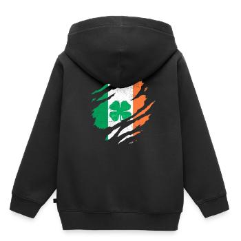 IRLANDE DRAPEAU IRLANDAIS ÉIRE TRÈFLE IRLANDE - Sweat Premium à capuche enfant bio - noir - Dos - AI Model Kid Male (0cm)