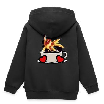 Pause-café Poisson Caféine Rafraîchissement Fantaisie - Sweat Premium à capuche enfant bio - noir - Dos - AI Model Kid Male (0cm)
