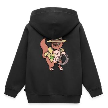 Chat Wild West Cowboy Ranch Lasso Hippie - Sweat Premium à capuche enfant bio - noir - Dos - AI Model Kid Male (0cm)