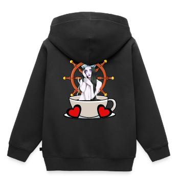 Gouvernail Maritime Barreur Marin Marin Moin - Sweat Premium à capuche enfant bio - noir - Dos - AI Model Kid Male (0cm)