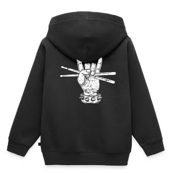 Drummer Drumsticks Batteries - Sweat Premium à capuche enfant bio - noir - Dos - AI Model Kid Male (0cm)