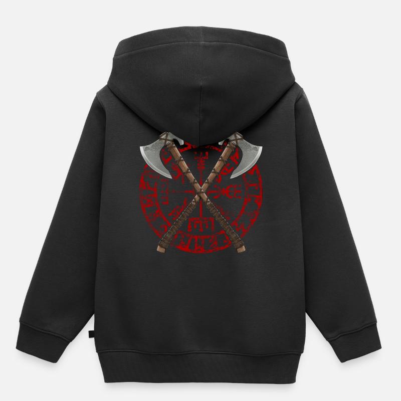 Wikinger Äxte (rot) - Kinder Premium Organic Hoodie - Schwarz
