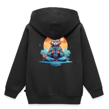 Yogakatze: Entspannung und Gelassenheit durch Medi - Kinder Premium Organic Hoodie - Schwarz - Hinten - AI Model Kid Male (0cm)
