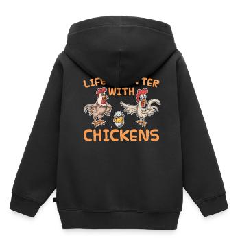 Huhn Hühner - Kinder Premium Organic Hoodie - Schwarz - Hinten - AI Model Kid Male (0cm)