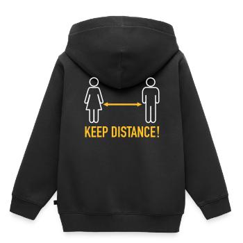 Garde tes distances - Sweat Premium à capuche enfant bio - noir - Dos - AI Model Kid Male (0cm)