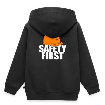 Safety First Sicherheit zuerst Schutzhelm Schützen - Kinder Premium Organic Hoodie - Schwarz - Hinten - AI Model Kid Male (0cm)