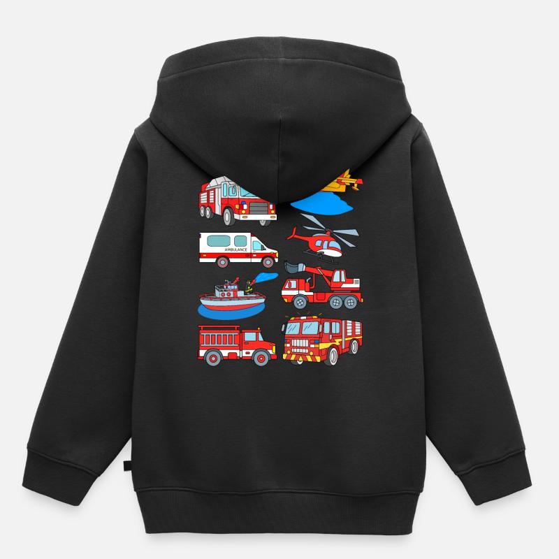 Pompiers pompiers véhicules pompiers - Sweat Premium à capuche enfant bio - noir