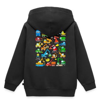 Baufahrzeug Bagger Fahrzeug Baustelle Kinder - Kinder Premium Organic Hoodie - Schwarz - Hinten - AI Model Kid Male (0cm)