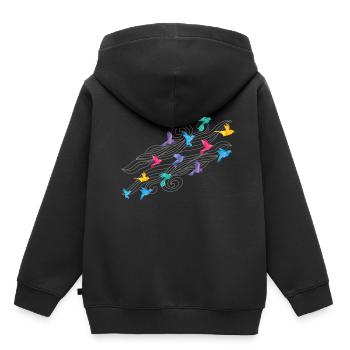 Bricolage papier grue plis en papier origami - Sweat Premium à capuche enfant bio - noir - Dos - AI Model Kid Male (0cm)