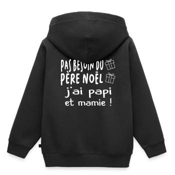 Cadeau enfant humour noël - Sweat Premium à capuche enfant bio - noir - Dos - AI Model Kid Male (0cm)