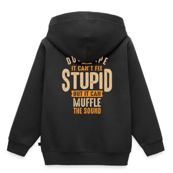 Klebeband kann es nicht dumm reparieren, aber es kann dämpfen - Kinder Premium Organic Hoodie - Schwarz - Hinten - AI Model Kid Male (0cm)