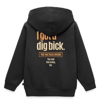 I Got A Dig Bick - Lustige Verwirrung - Kinder Premium Organic Hoodie - Schwarz - Hinten - AI Model Kid Male (0cm)