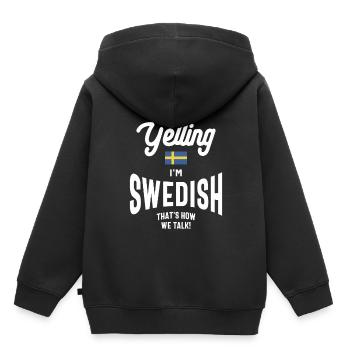 Ich schreie nicht, ich bin schwedisch Lustiger schwedischer Stolz - Kinder Premium Organic Hoodie - Schwarz - Hinten - AI Model Kid Male (0cm)