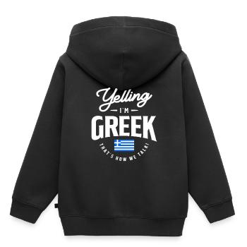 Je ne crie pas Je suis grecque drôle de fierté grecque - Sweat Premium à capuche enfant bio - noir - Dos - AI Model Kid Male (0cm)