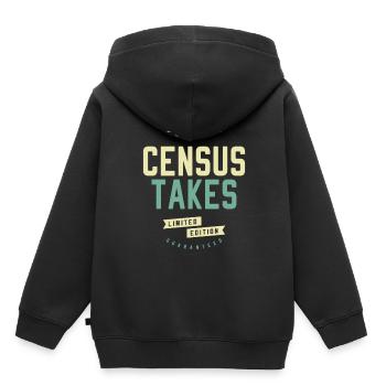 Census Takes - Kids Premium Organic Hoodie - black - Back - AI Model Kid Male (0cm)