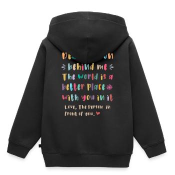 Chère personne derrière moi - Sweat Premium à capuche enfant bio - noir - Dos - AI Model Kid Male (0cm)