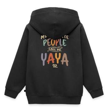 Meine Lieblingsmenschen nennen mich Yaya - Oma - Kinder Premium Organic Hoodie - Schwarz - Hinten - AI Model Kid Male (0cm)