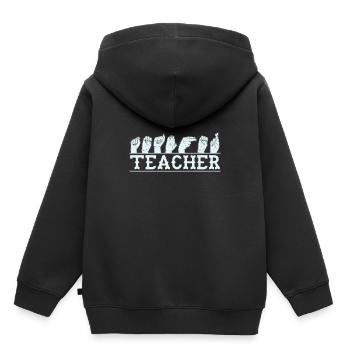 Professeur de langue des signes Apprendre la langue des signes - Sweat Premium à capuche enfant bio - noir - Dos - AI Model Kid Male (0cm)