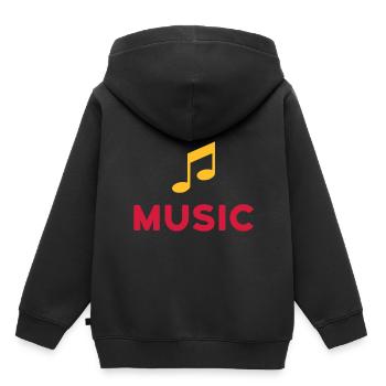 ★ Les couleurs de conception peuvent être modifiées ★ Musique (Remarque) - Sweat Premium à capuche enfant bio - noir - Dos - AI Model Kid Male (0cm)