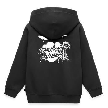 Batteur Vibes Batterie Musique - Sweat Premium à capuche enfant bio - noir - Dos - AI Model Kid Male (0cm)