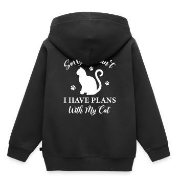Désolé d’avoir des projets avec mon chat - Cat Lady - Sweat Premium à capuche enfant bio - noir - Dos - AI Model Kid Male (0cm)