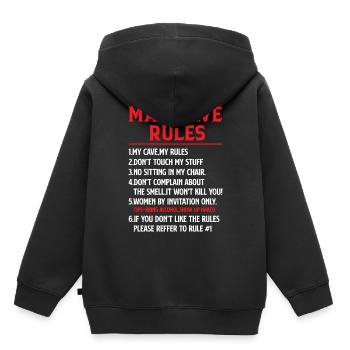 Règles de man cave - Mancave Joke - Sweat Premium à capuche enfant bio - noir - Dos - AI Model Kid Male (0cm)
